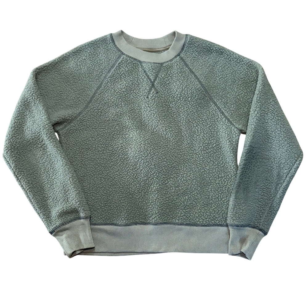 Everlane ReNew Teddy Crewneck Sweatshirt Sage Green Fleece Womens Small Fall